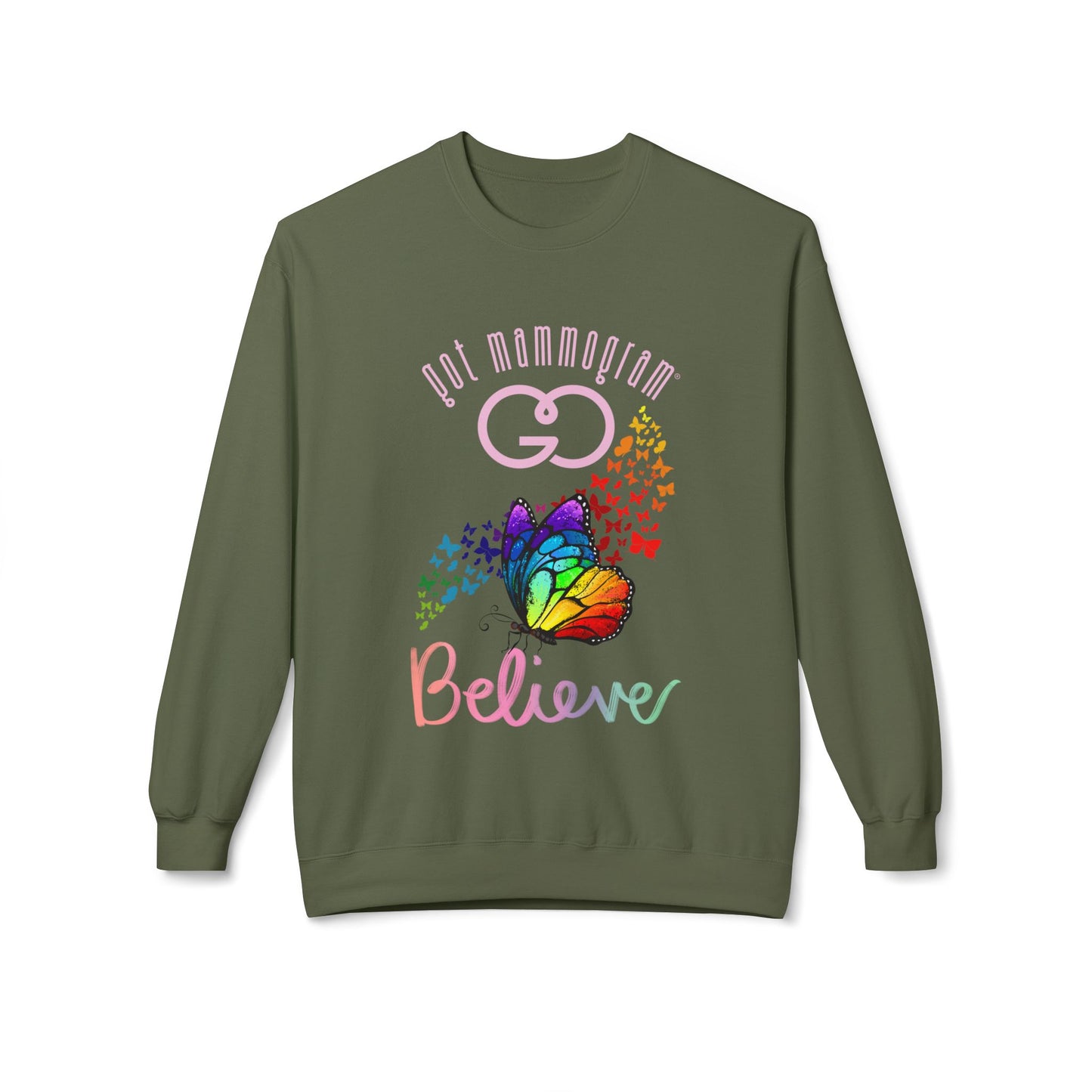 Believe Butterfly Mammogram Sweatshirt - Breast Cancer Awareness