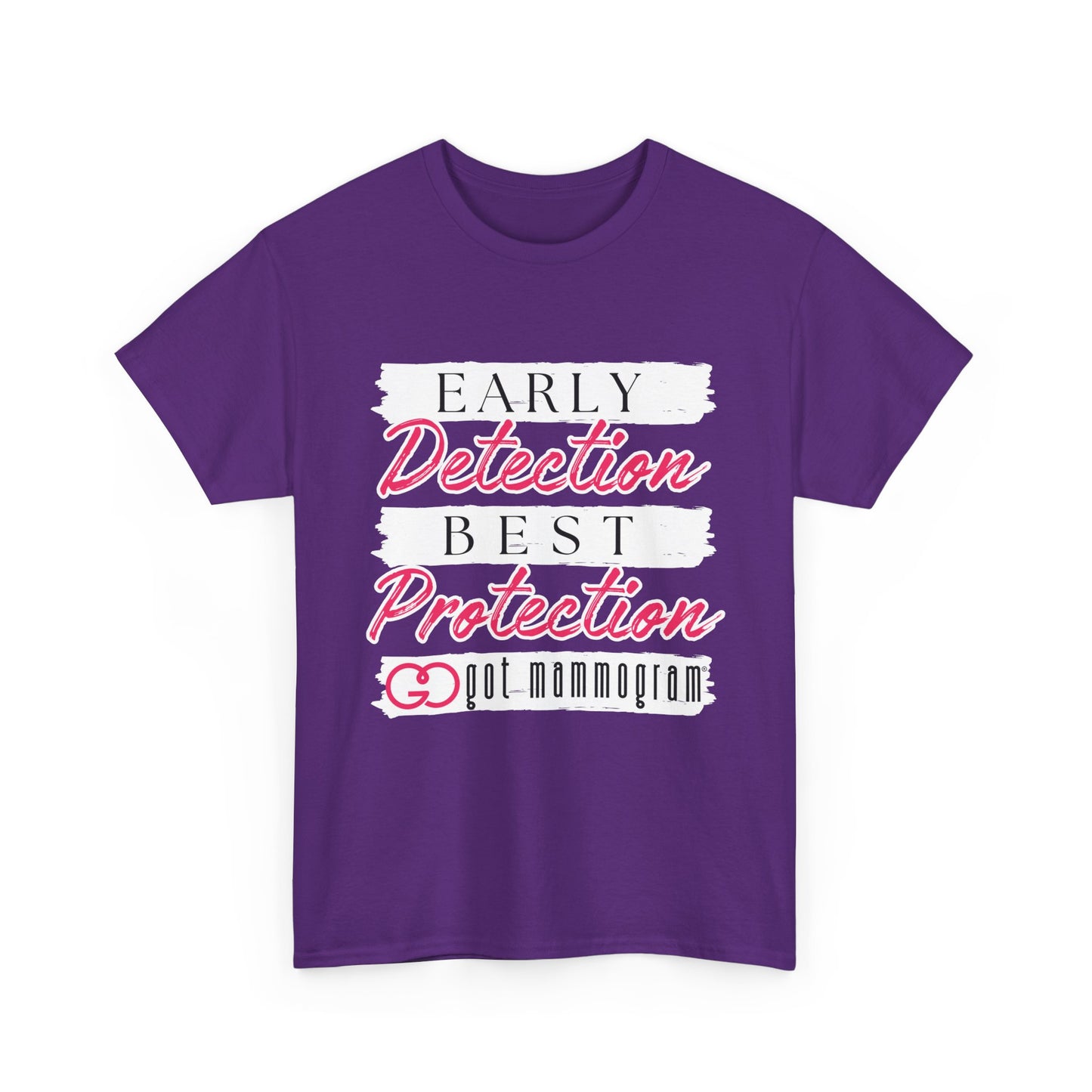Early Detection Best Protection Mammogram Heavy Cotton T-Shirt - Breast Cancer Awareness