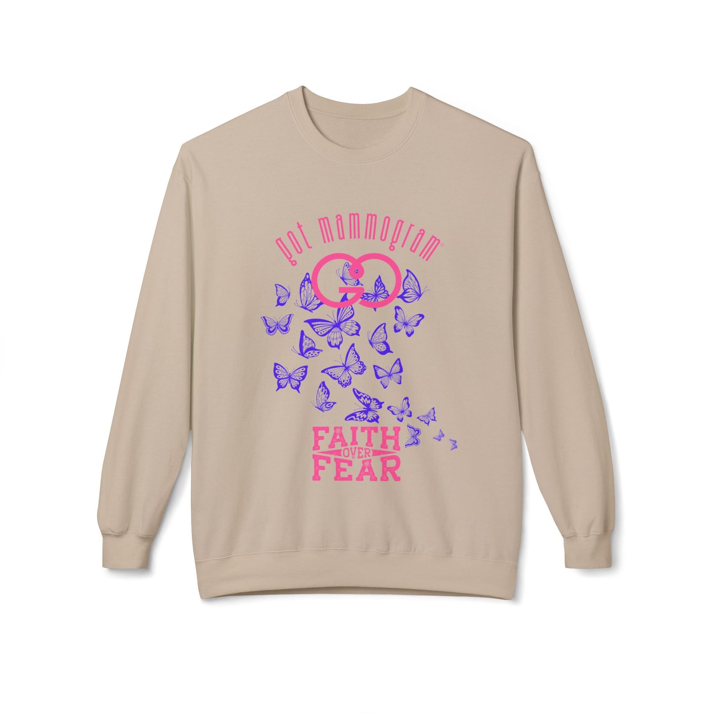 Faith Over Fear Butterfly Mammogram Sweatshirt - Breast Cancer Awareness - Dark Pink