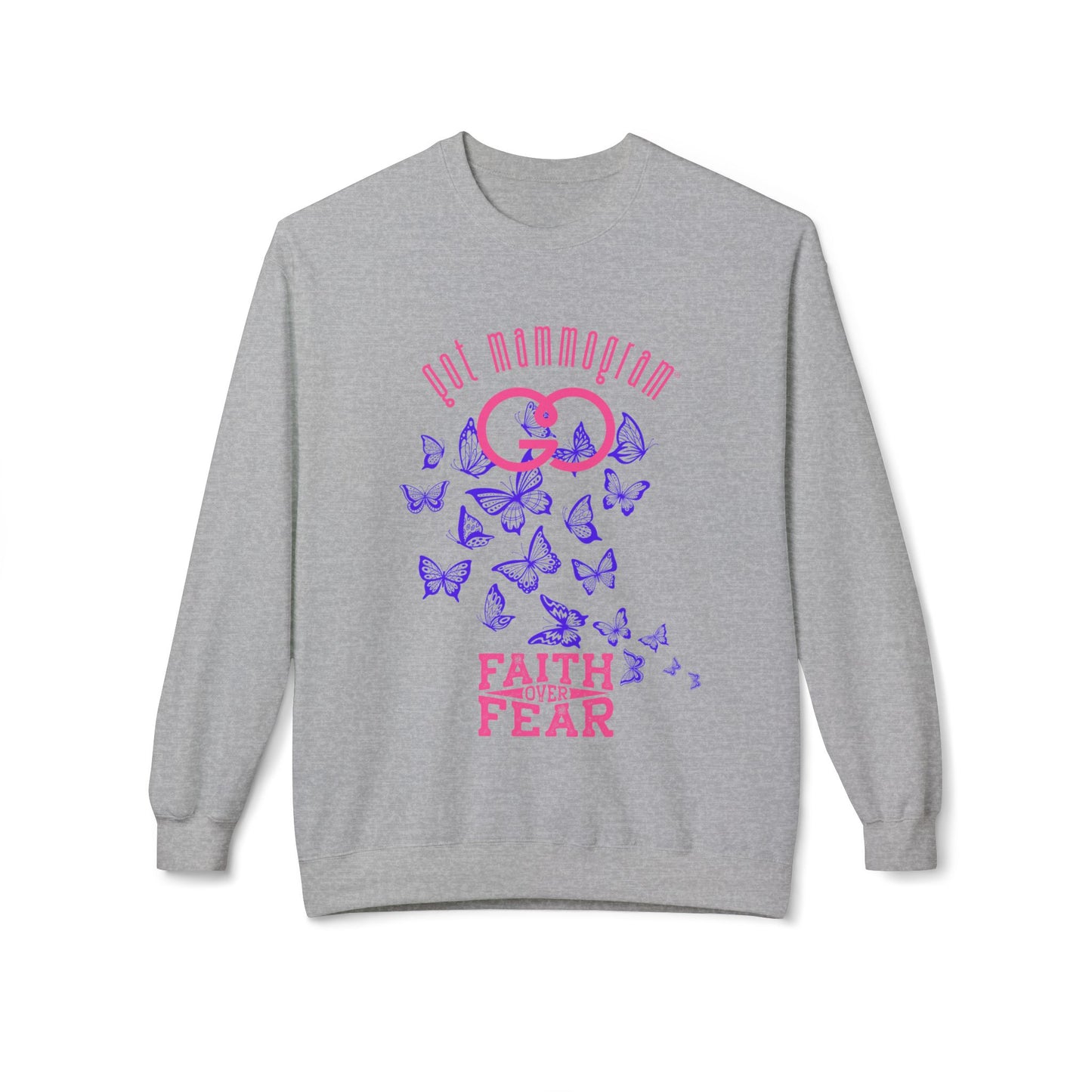 Faith Over Fear Butterfly Mammogram Sweatshirt - Breast Cancer Awareness - Dark Pink