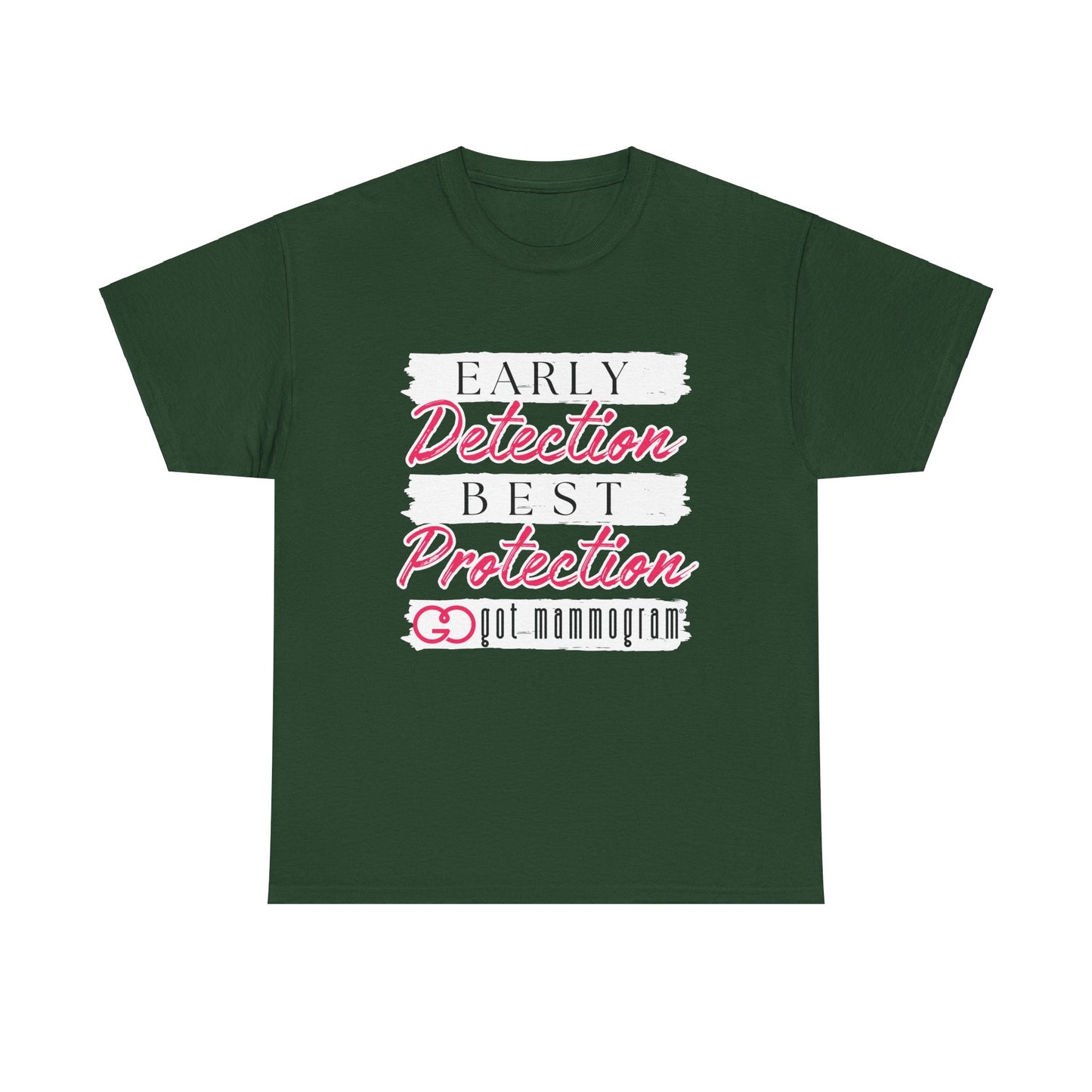 Early Detection Best Protection Mammogram Heavy Cotton T-Shirt - Breast Cancer Awareness