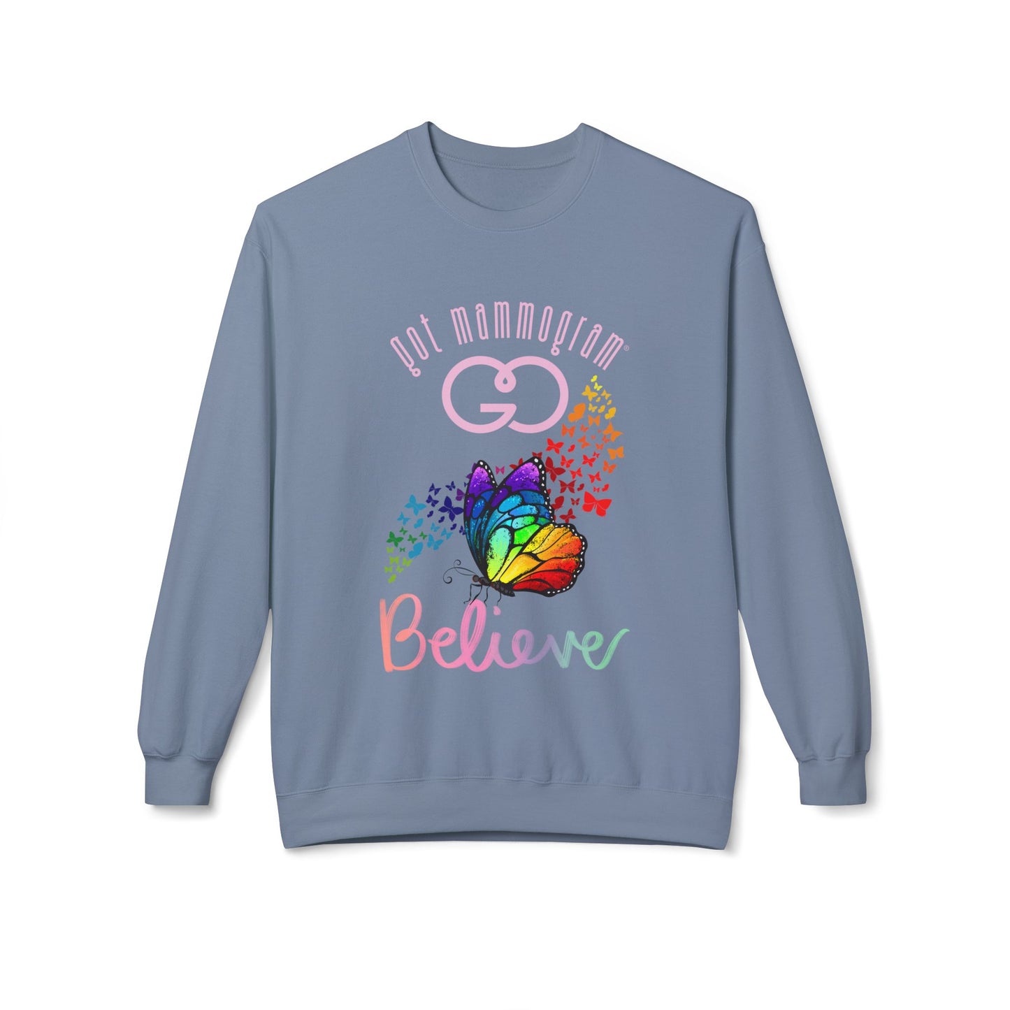 Believe Butterfly Mammogram Sweatshirt - Breast Cancer Awareness
