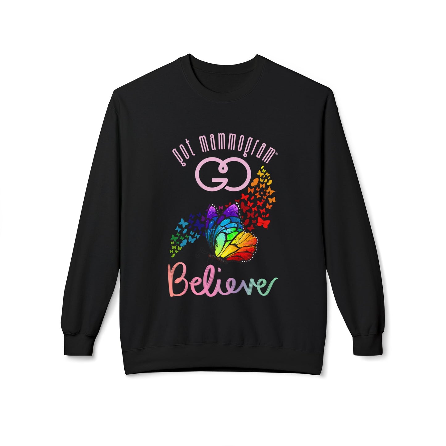 Believe Butterfly Mammogram Sweatshirt - Breast Cancer Awareness