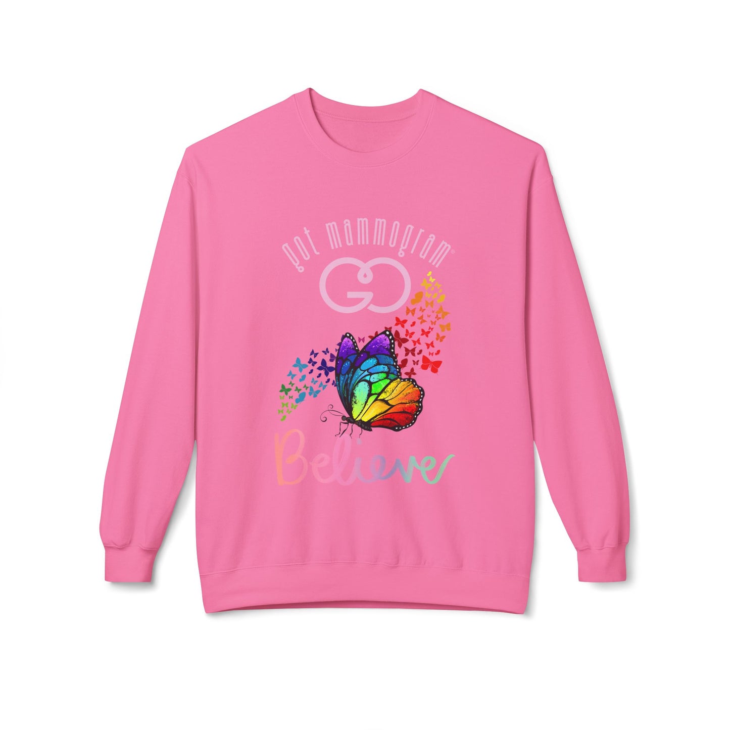 Believe Butterfly Mammogram Sweatshirt - Breast Cancer Awareness