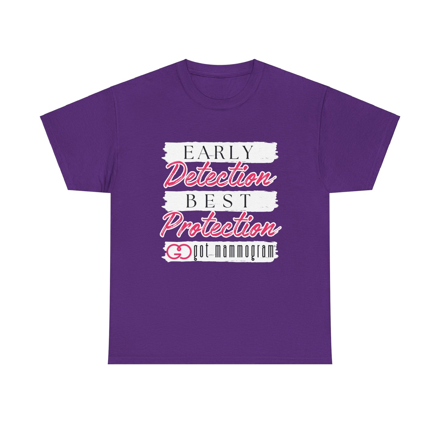 Early Detection Best Protection Mammogram Heavy Cotton T-Shirt - Breast Cancer Awareness
