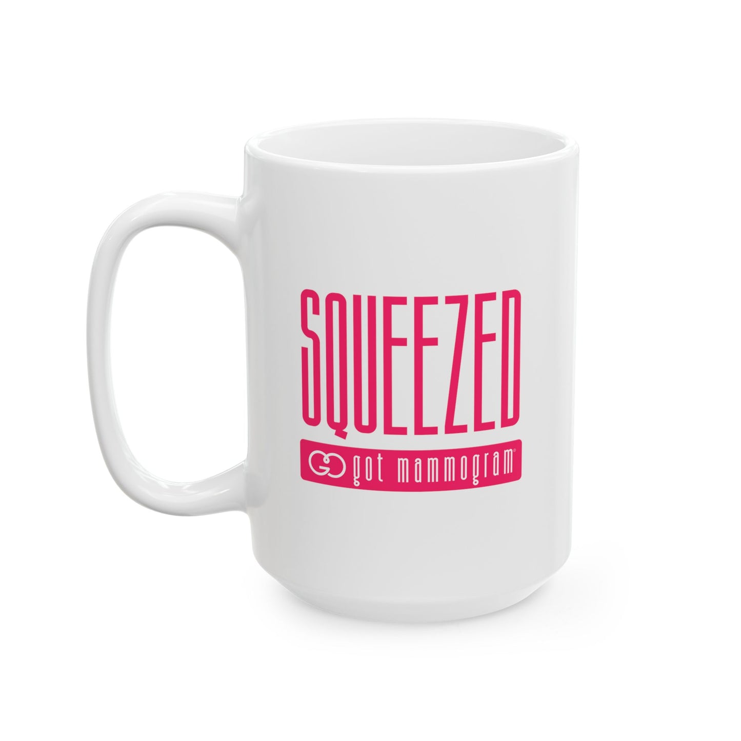 Squeezed Mammogram Ceramic Mug, (11oz, 15oz) - Breast Cancer Awareness