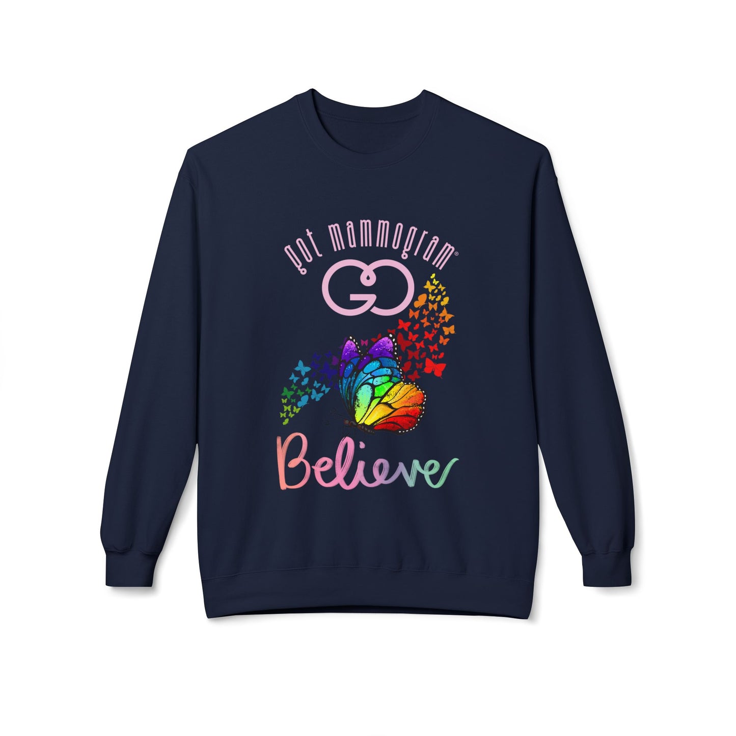 Believe Butterfly Mammogram Sweatshirt - Breast Cancer Awareness