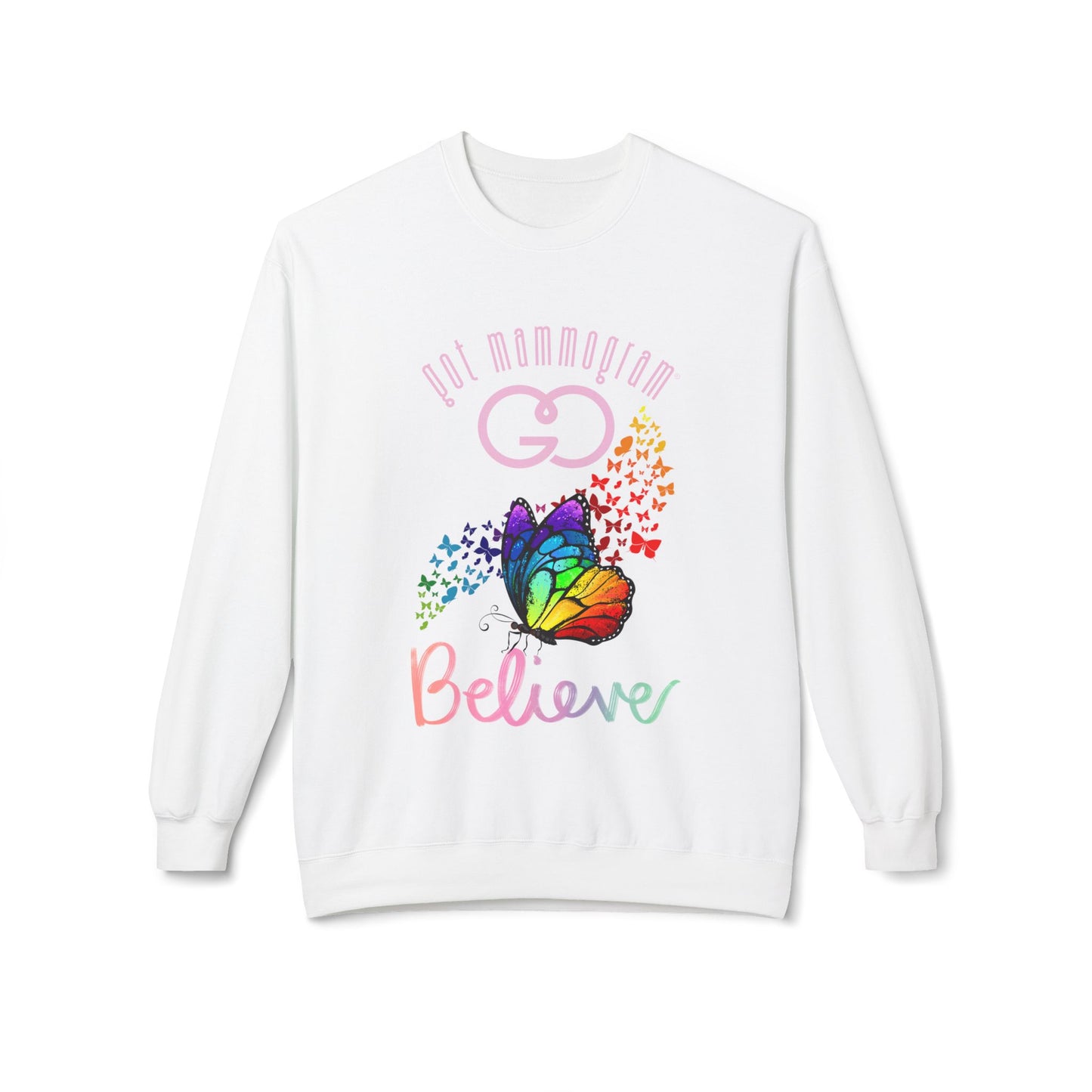 Believe Butterfly Mammogram Sweatshirt - Breast Cancer Awareness