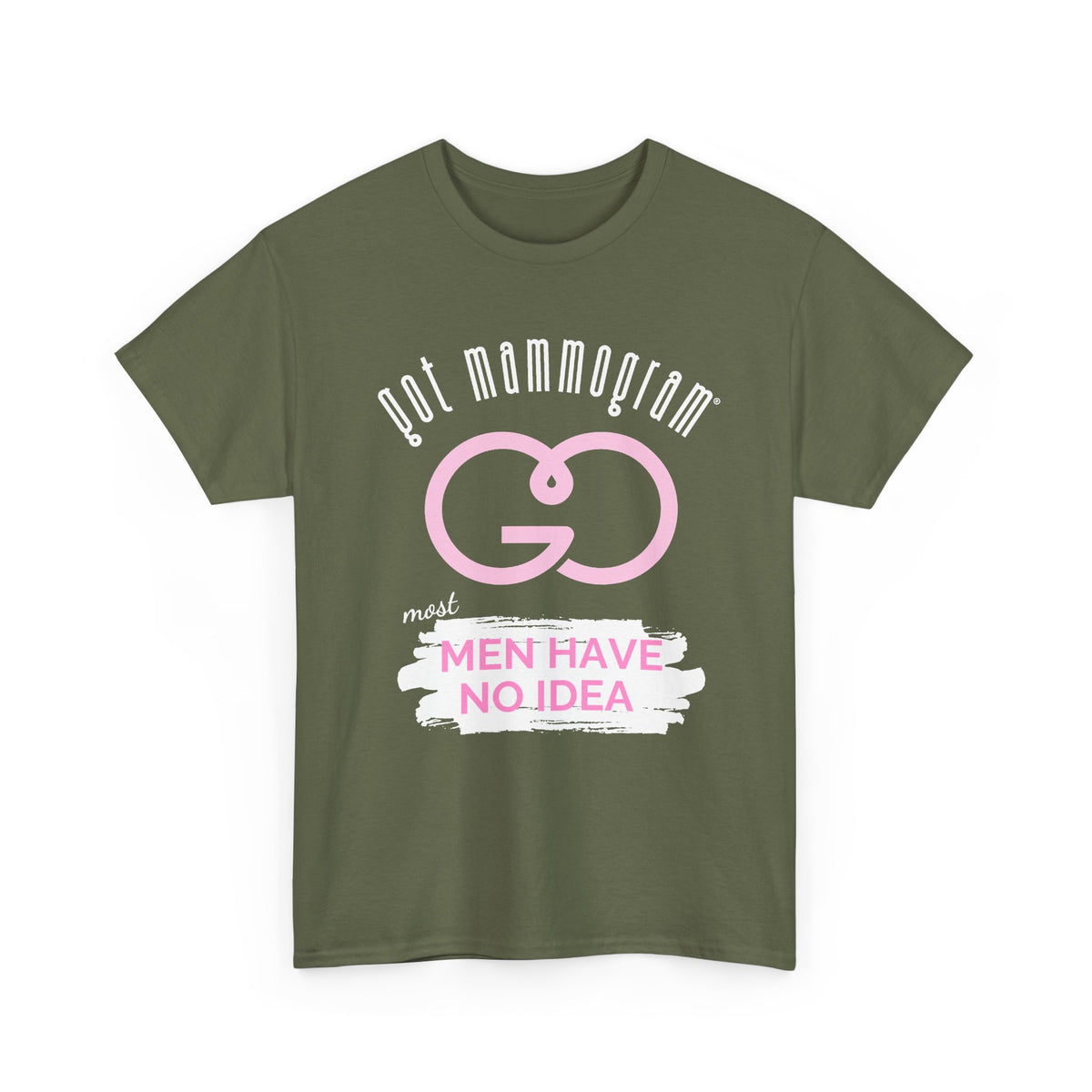 Men Have No Idea Mammogram Heavy Cotton T-Shirt - Breast Cancer Awareness